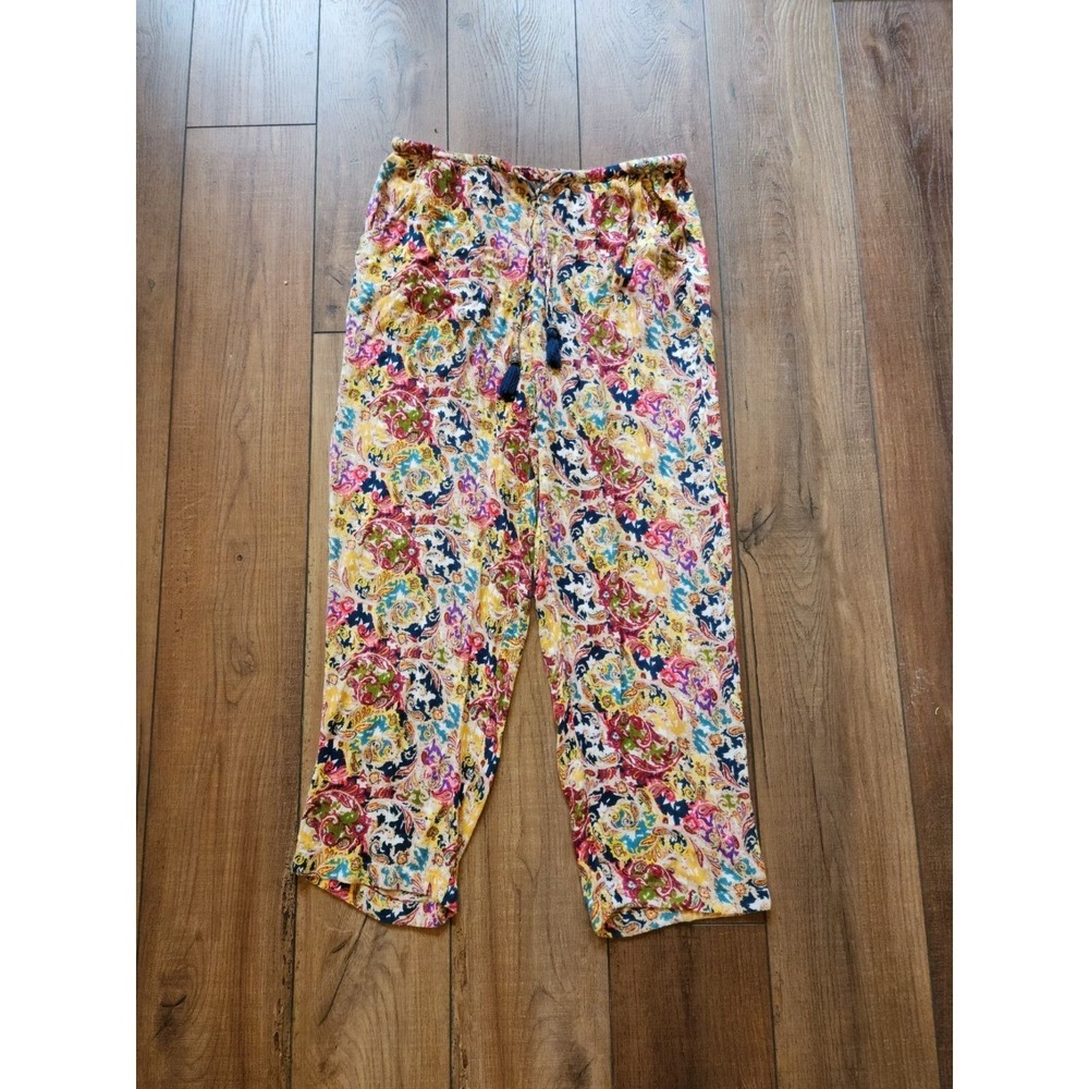 Printed Boho Paisly‎ Wide Leg Floral Print Pants Size Small